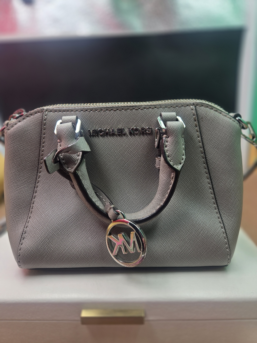 Michael Kors Grey Saffiano Mini Satchel